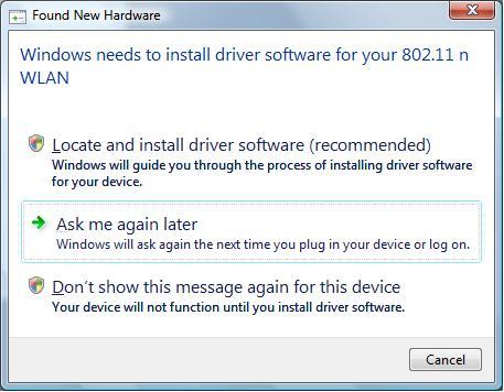 Appendix A Driver Installation for Windows Vista 1.
