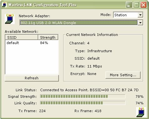 Chapter 4. How to use the WLAN Utility(Station) 4.1 802.11g USB 2.