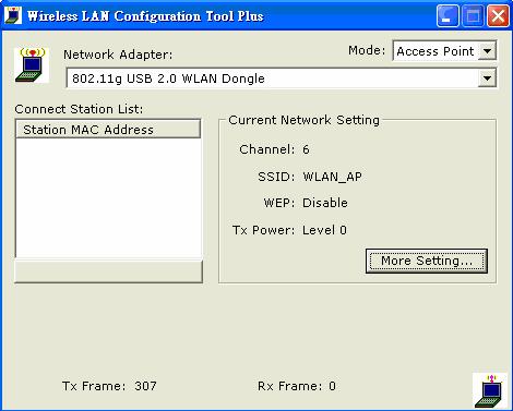 Chapter 5. How to use the WLAN Utility(Access Point) 5.1 Introduction To set your 802.11g USB 2.0 WLAN dongle as an Access Point(AP), reference In Access Point mode, your 802.11g USB 2.0 WLAN dongle as an AP.
