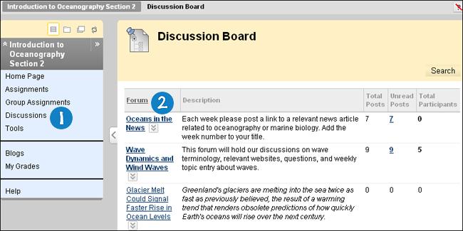 On the Course Menu, click Discussions On the Discussion Board page, click the name of the forum On the Forum page, click Create Thread On the