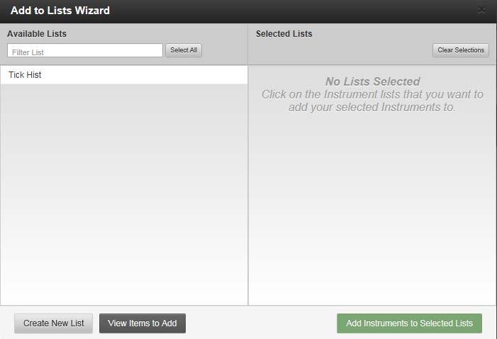 The Add button updates to identify the number of instruments selected.