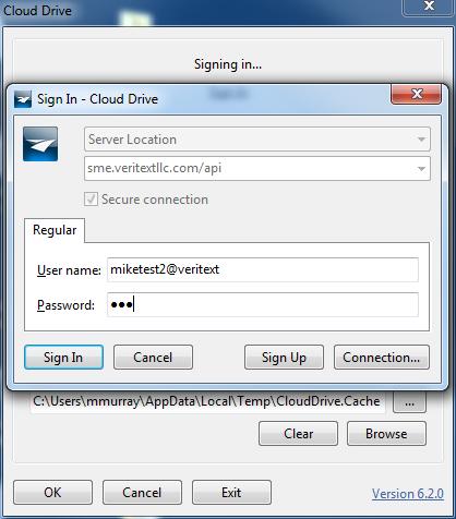 Veritext Cloud Drive This application has been designed to load the depository on your computer like an external drive, giving you direct access to the files.