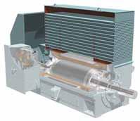 the motor is located. The motor includes an air-to-water heat exchanger in the air housing above the motor.