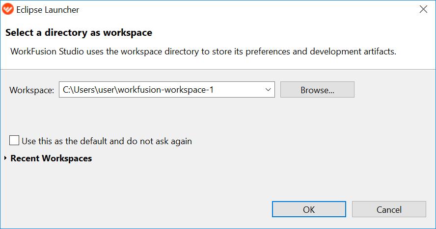 To use a specific workspace as the default and not to get asked again to select a workspace, check