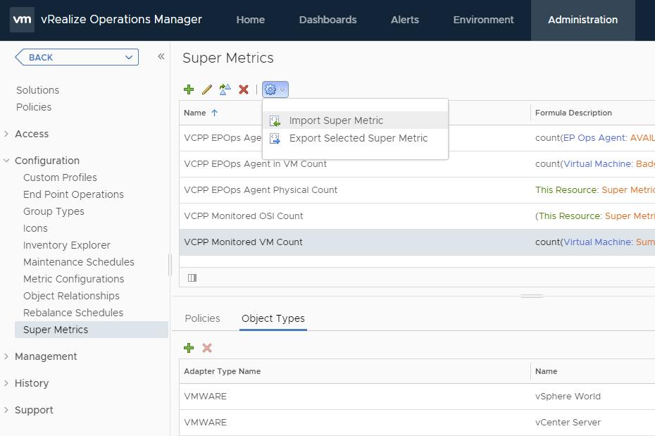 Manual Metering with vrealize Operations Reports 5.1.1 Metering Configuration Metering requires the use of super metrics and a report to perform the necessary calculations.