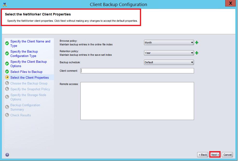 25. Select the Networker Client Properties