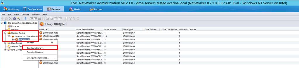 After the device scans, the iscsi VTL should now appear and must be configured for use.