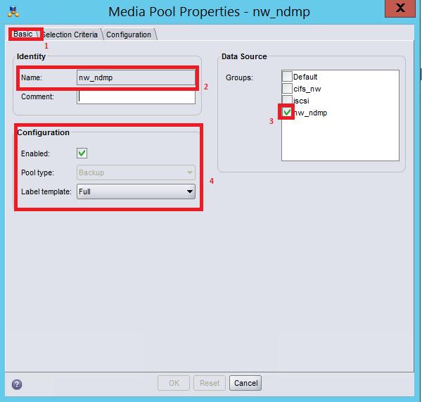 17. For Media Pool Properties, on the Basic tab, provide the required