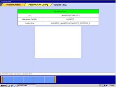 9. PassThru CAN Coding (1) Main menu screen The main screen appears. Press PassThru CAN Coding button.
