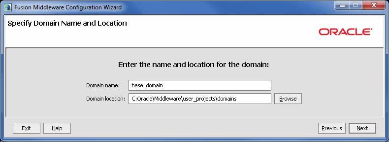 The default installation will suggest a base_domain folder under the Middleware home folder.