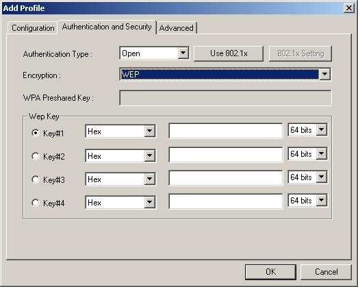 different settings in the profile, including 802.11 Protocol Authentication and Security and 802.1X Protocol. Figure 3-4.