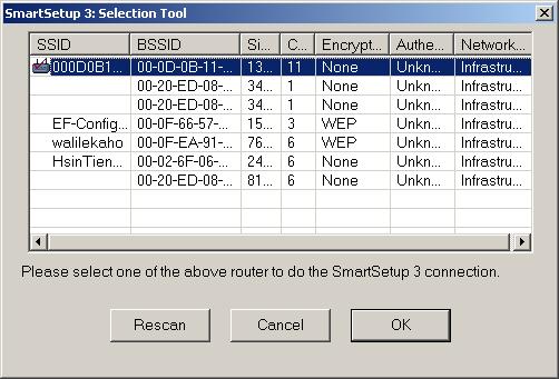 If you are connecting to a GIGABYTE wireless router, SmartSetup 3 will detect this and activate.