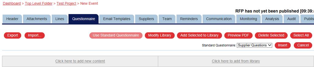 Modify Library The question library can be used to store content elements which can be embedded into a