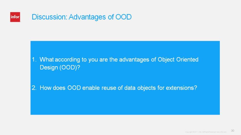 Activity Duration: 5 minutes Activity Instructions: You must be familiar with the concept of Object Oriented Design (OOD).