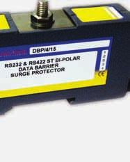 DBP/4/15 RS422 ST BI-POLAR BARRIER A bi-polar RS422 surge barrier for long distance serial communication lines requiring hardwired installation.