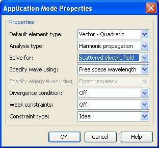 Options and settings: Application Mode Properties Make sure you are solving for