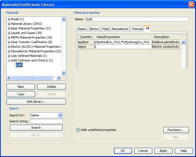 Options and settings: Materials Library Open Options>Materials/Coefficients Library Click Add Library Browse to the file