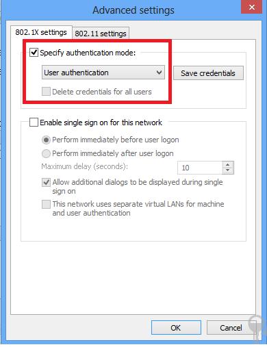 1X Settings tab (if not already selected) and, from the pull-down Menu select User Authentication then
