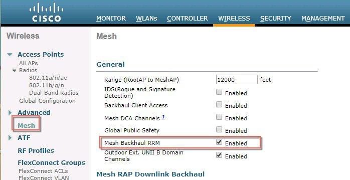 Configuring Advanced Features Connecting the Cisco Mesh Access Points to the Network AP is a root AP (RAP) RAP has a wired Ethernet link to a WLC RAP has no child Mesh APs connected to it Once these