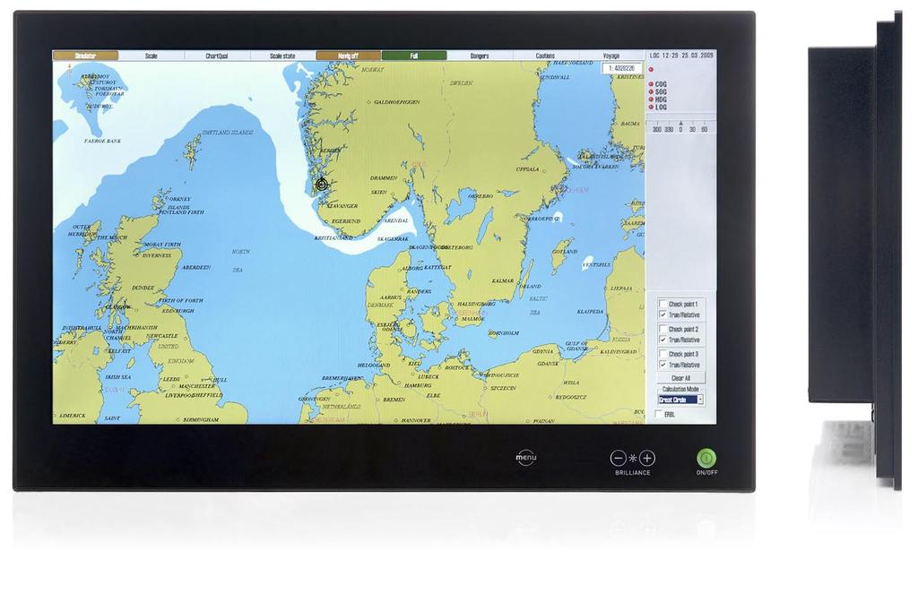 It offers an active image of 531 x 299mm, and 3000:1 in contrast. Type approved maps have never been better viewed!