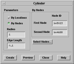 7.14 Creating Surfaces P1 (X 1, Y 1, Z 1 ) r P2 (X 2, Y 2, Z 2 ) Figure 7.14.2: Defining a Cylinder The Cylinder Panel The Cylinder panel allows you to create a cylindrical surface mesh.