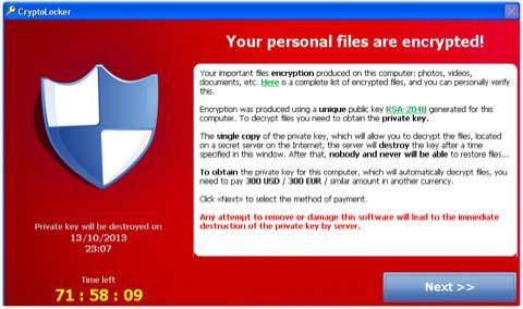 Cryptolocker & Ransom-ware Cost of Decryption Key: 300 or 2 Bitcoins GameOverZeuS steals online banking passwords $100 million of income 11 Self-installs - Phishing emails - Compromised websites -