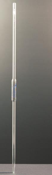 Volumetric pipette Batch certificate Class A Blue printing Sodalime glass Graduated to delivery (Ex) Each and every volumetric pipette has a colourcode identification border according to ISO 79