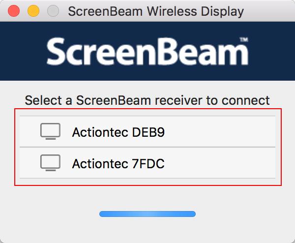Confirm that the source device and the ScreenBeam receiver are connected to the same LAN. 3. Start Wireless display over LAN.
