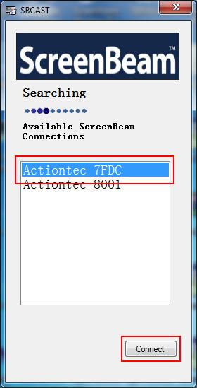 5. Select a receiver in the list and click Connect to connect to the receiver.