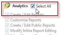 Chapter 1 Content Management 2. SelectSelect All next to Analytics: 3.