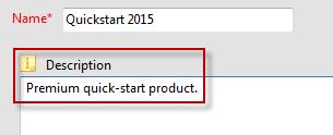 Specify a product description in the Description field: 4. Save and close the Product.