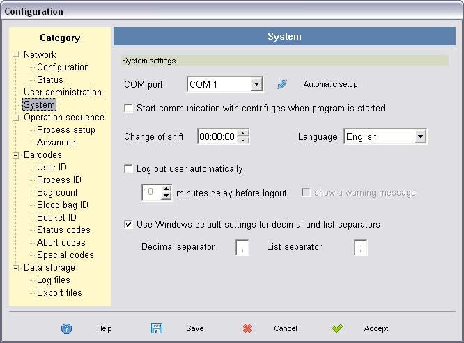 3 Program Configuration System settings System settings The System settings category includes all configuration settings defining the general software behavior.
