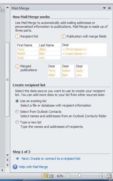 Mail merge in Publisher (certificates, postcards, tickets, etc.