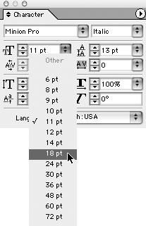 ..and then select a type style. InDesign will not generate fake bold or italic type styles. e number of type styles available varies from family to family.