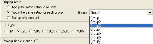 Select "Apply the same setup for each group" and pull-down list for group selection is displayed.