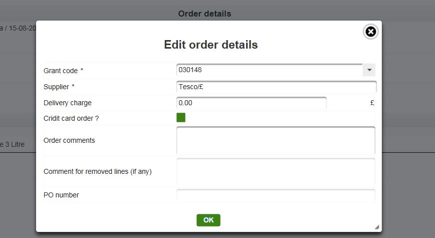 As you can see, you can edit all of the fields already filled in, but also comments on the order can be added.