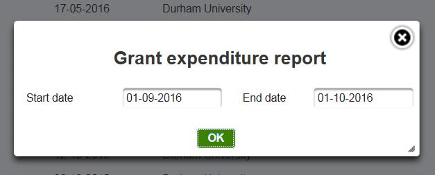 look like this: Enter the dates for the report and then click OK. A report should appear.