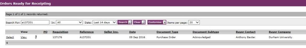 11 APPENDIX B: Receiving Stock This is done in conjunction with the Acquire system in Stores, so make sure you are logged in to it. 11.