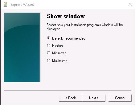 11. Keep the Default (recommended) option selected and click Next 12.