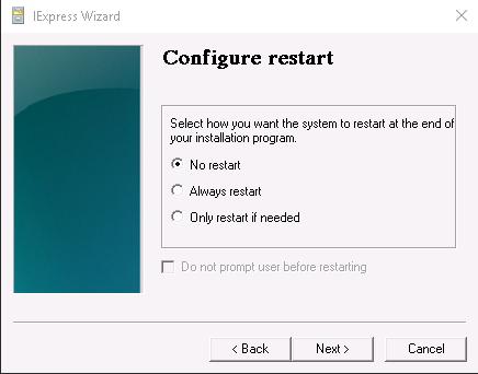 18. Select No restart from the option