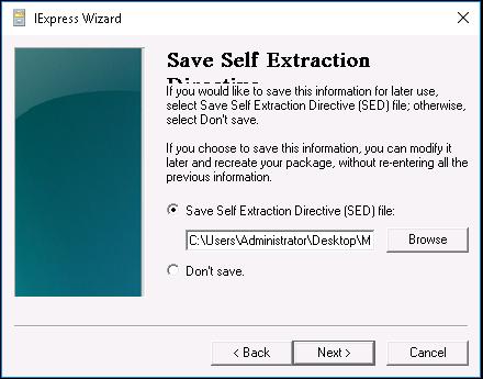 Keep the default Save Self Extraction