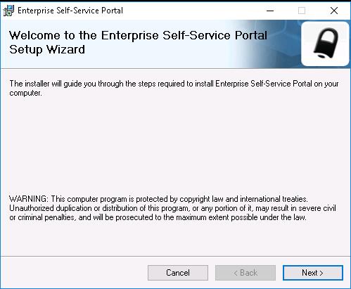 Installation of Enterprise Self-Service Portal The Enterprise Self-Service Portal installation process is as follows: 1. Open the file where "EnterpriseSelfServicePortal.