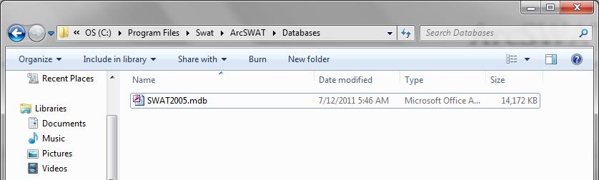 However, in order to use the file with SWATioTools, you will need to save the file in the following directory and rename it to SWAT2005.mdb: C:\Program Files\Swat\ArcSWAT\Databases\SWAT2005.