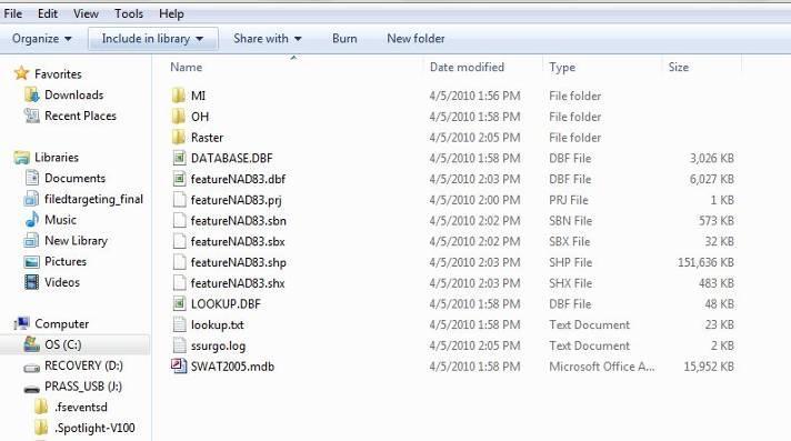 The output folder should contain state and county subfolders, Raster folder, DATABASE.