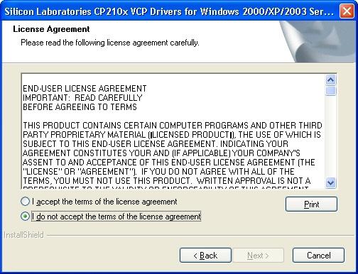 exe file on the CD. 2. Click Next to begin the installation. The License Agreement screen opens. 3.