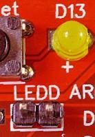 It can be disconnected to eliminate loading on the D13 signal whenever desired by removing the LEDD jumper.