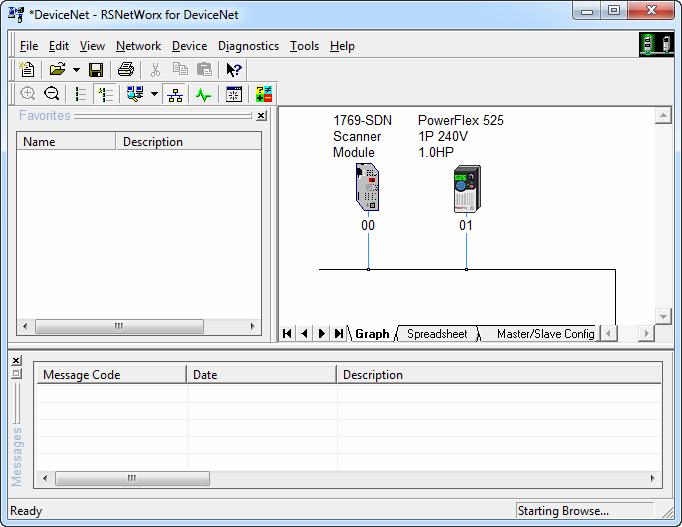 Configuring the I/O Chapter 4 As the selected DeviceNet path is browsed, RSNetWorx for DeviceNet software creates a graph view window that shows a graphical representation of the devices on the