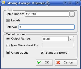 Output Range Enter the reference for the upper-left cell of the output table.