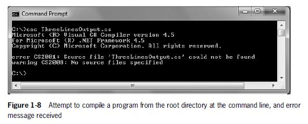 Compiling Code from the Command Prompt Example of an operating system error message Command