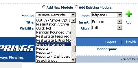 3 ADDING RENEWAL REMINDER MODULE TO A PAGE In rder t add Renewal Reminder mdule t a desired page fllw these steps: 1.
